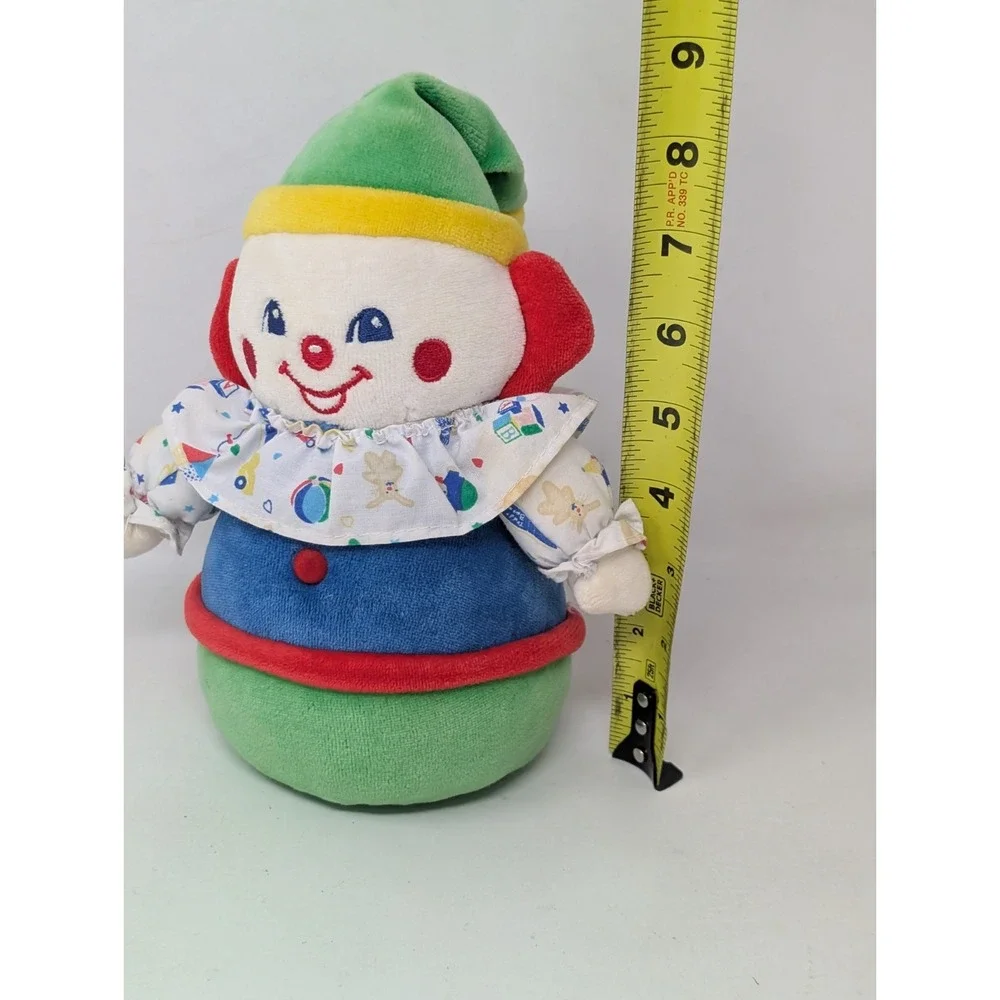 Vintage Carters Velour Clown Plush Primary Color Block Musical Wind-up 90s 1990s